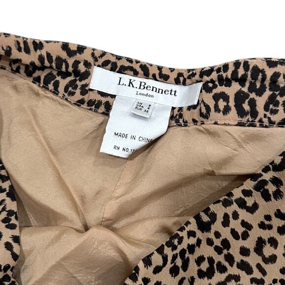 LK Bennett London Leopard Print Silk A-Line Skirt - Picture 7 of 7